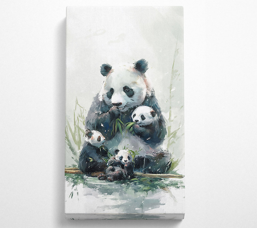  A Canvas Print of White Panda Family Feasting Canvas Wall Art