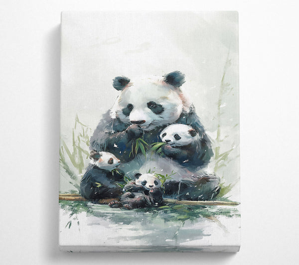  A Canvas Print of White Panda Family Feasting Canvas Wall Art