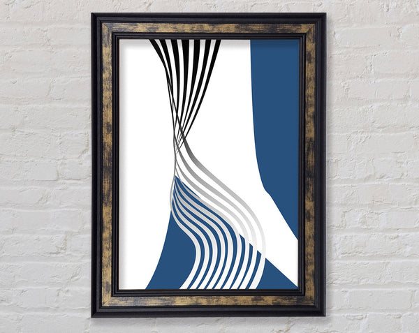 Blue And Walnut Wavy Lines Framed Print