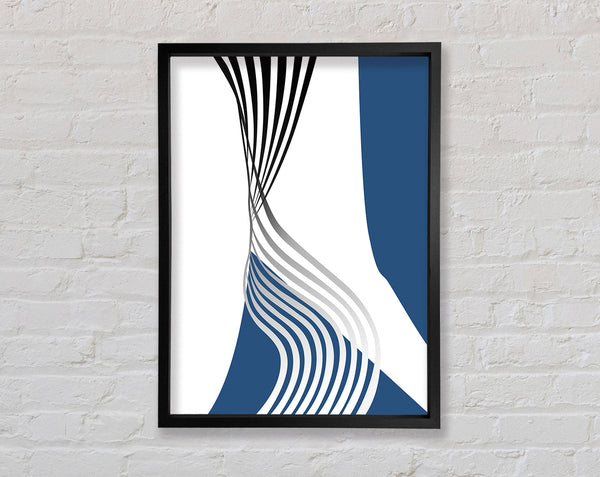 Blue And White Wavy Lines Framed Print