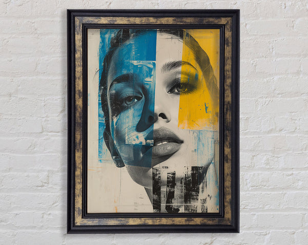 Blue And Yellow Woman Framed Print