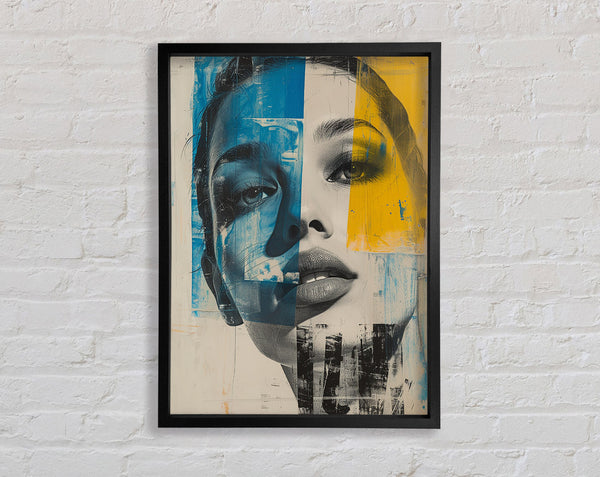 Blue And Yellow Woman Framed Print