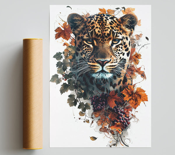 Autumnal Leopard Gaze Poster