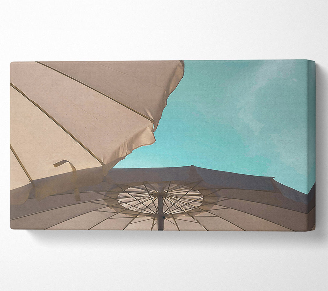  A Canvas Print of Teal Sky Umbrellas Canvas Art