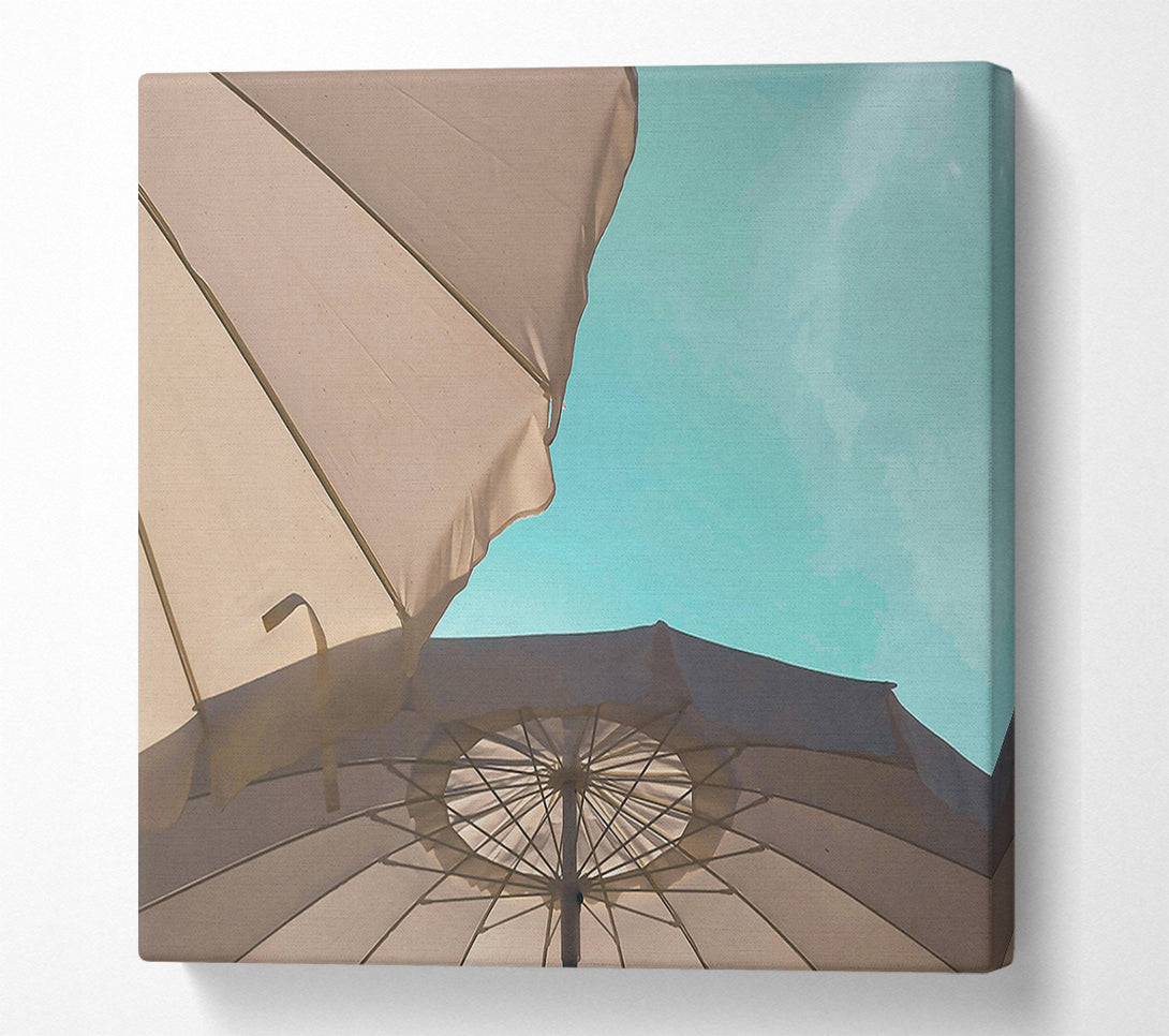  A Canvas Print of Teal Sky Umbrellas Canvas Art