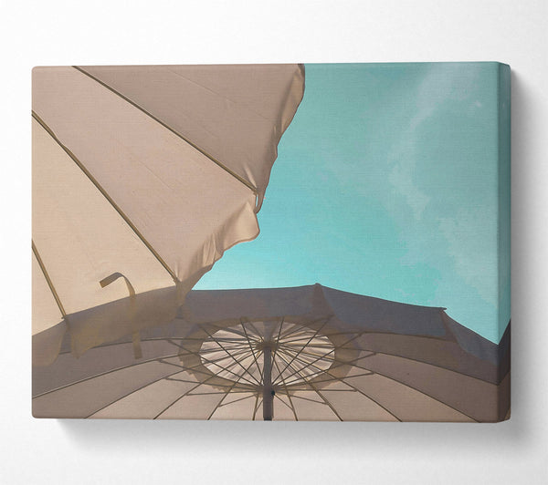  A Canvas Print of Teal Sky Umbrellas Canvas Art