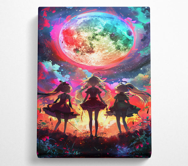  A Canvas Print of Crimson Moon Sisters Canvas Art