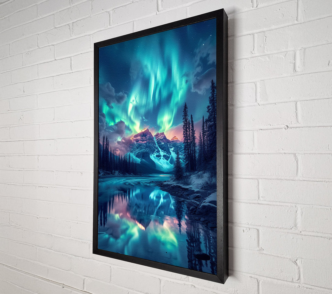  A Canvas Print of Blue Aurora Over The Peaks Canvas Art
