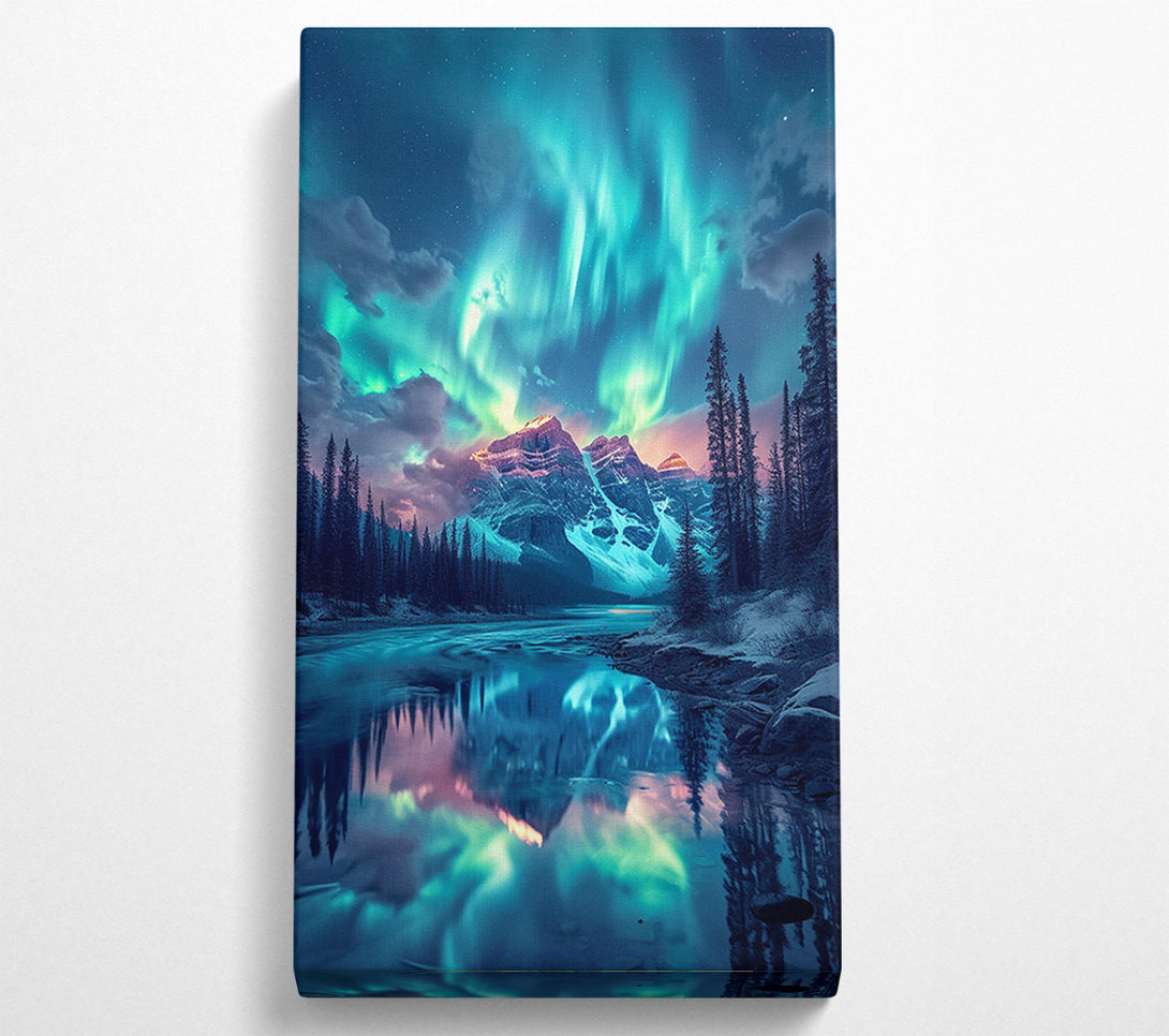  A Canvas Print of Blue Aurora Over The Peaks Canvas Art