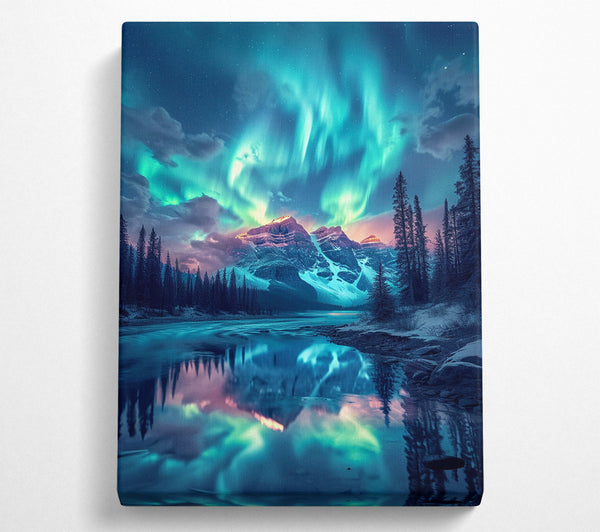  A Canvas Print of Blue Aurora Over The Peaks Canvas Art