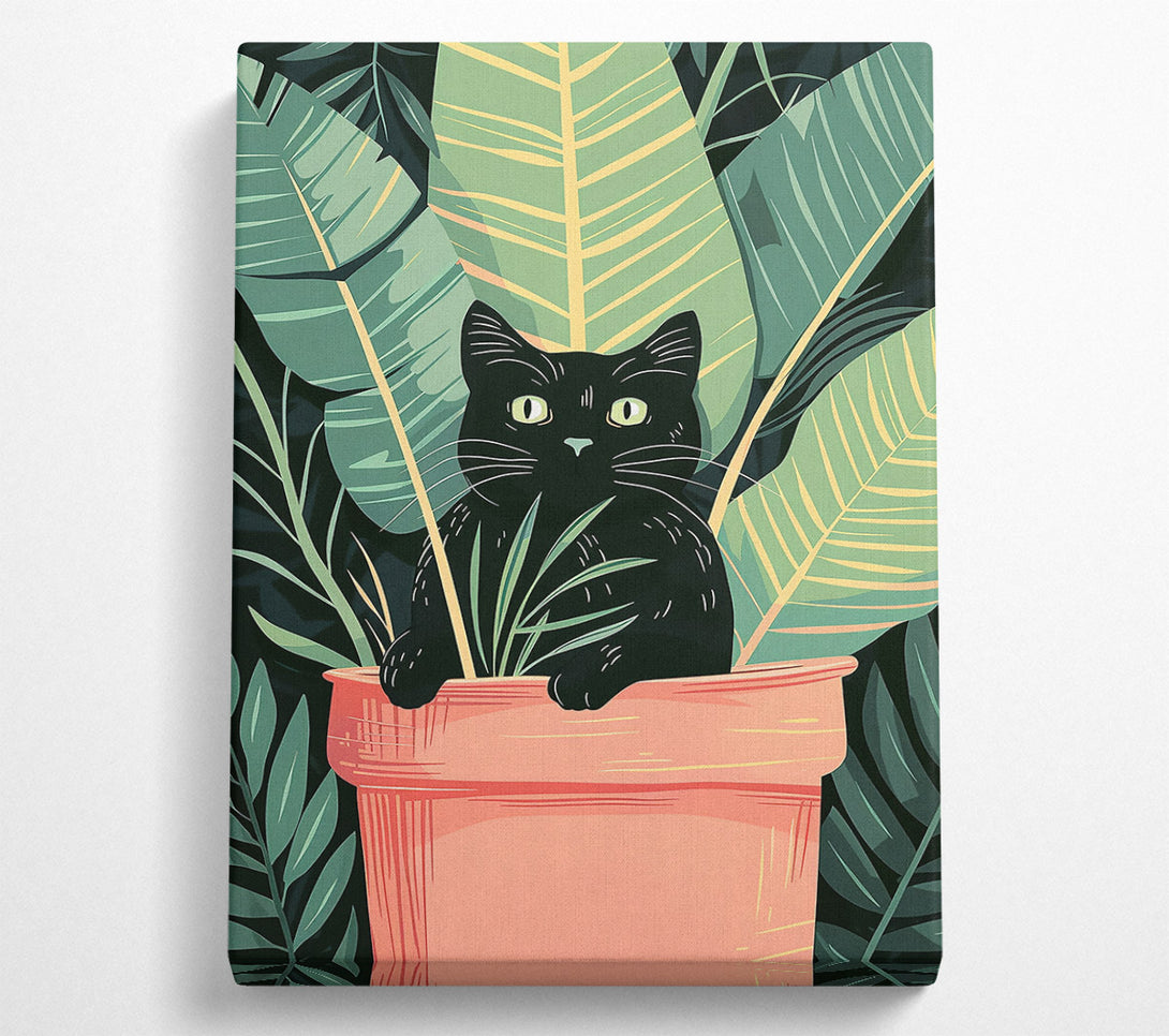  A Canvas Print of Pink Potted Feline Canvas Art