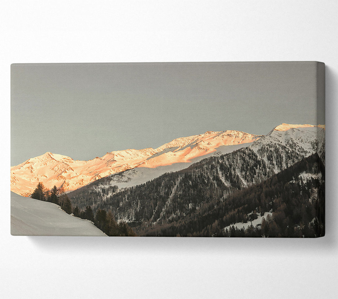  A Canvas Print of Peachy Mountain Peaks Canvas Wall Art