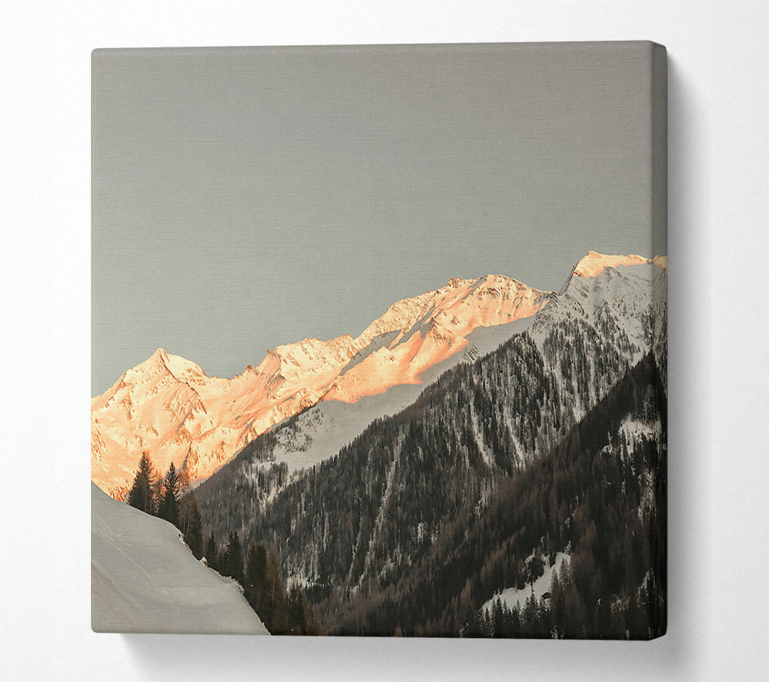  A Canvas Print of Peachy Mountain Peaks Canvas Wall Art