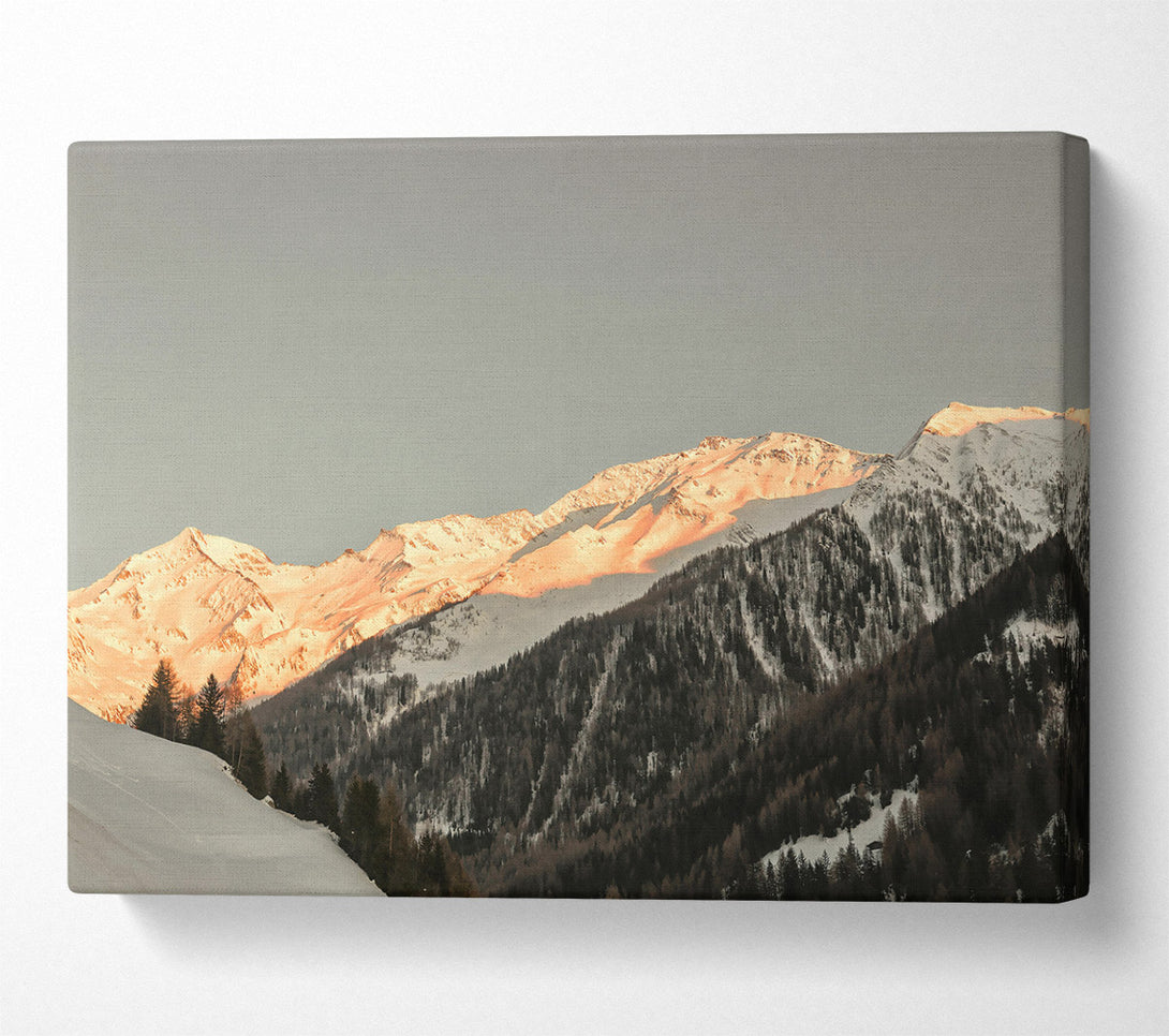  A Canvas Print of Peachy Mountain Peaks Canvas Wall Art
