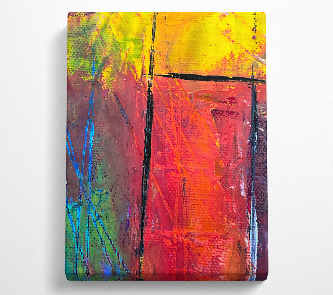  A Canvas Print of Crimson Abstract Lines Canvas Wall Art