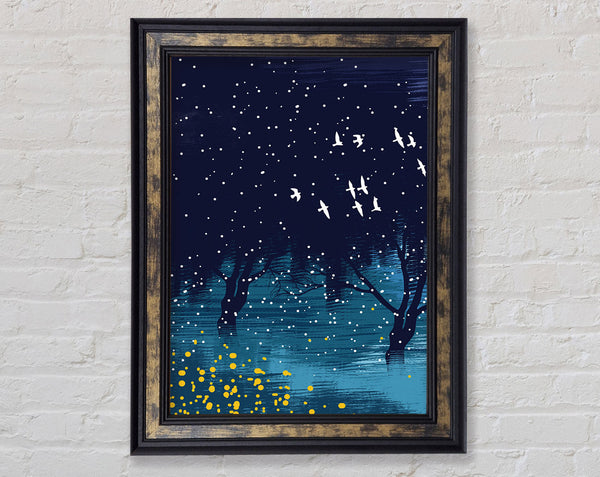 Blue Bird Flight Framed Print
