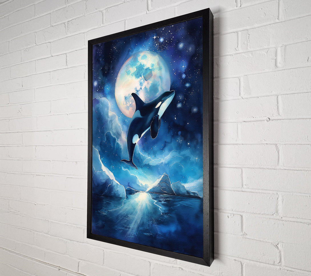  A Canvas Print of Blue Moon Orca Leap Canvas Art