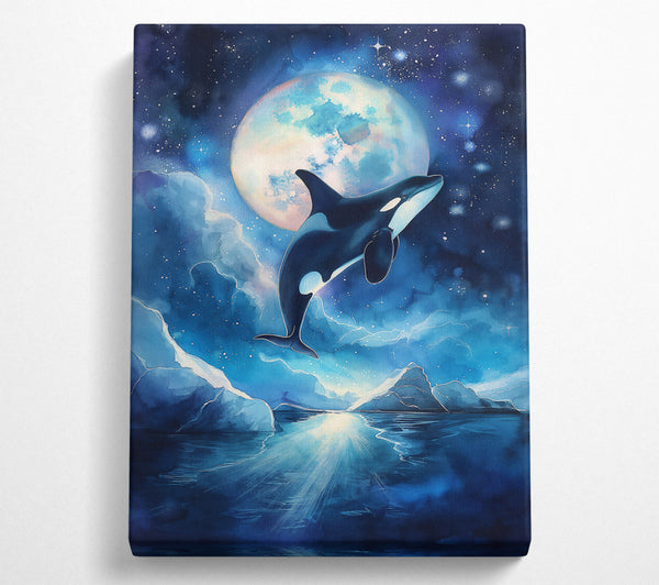  A Canvas Print of Blue Moon Orca Leap Canvas Art