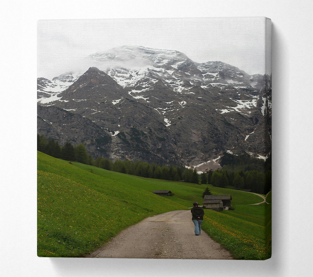  A Canvas Print of Green Road To Grey Peaks Canvas Art