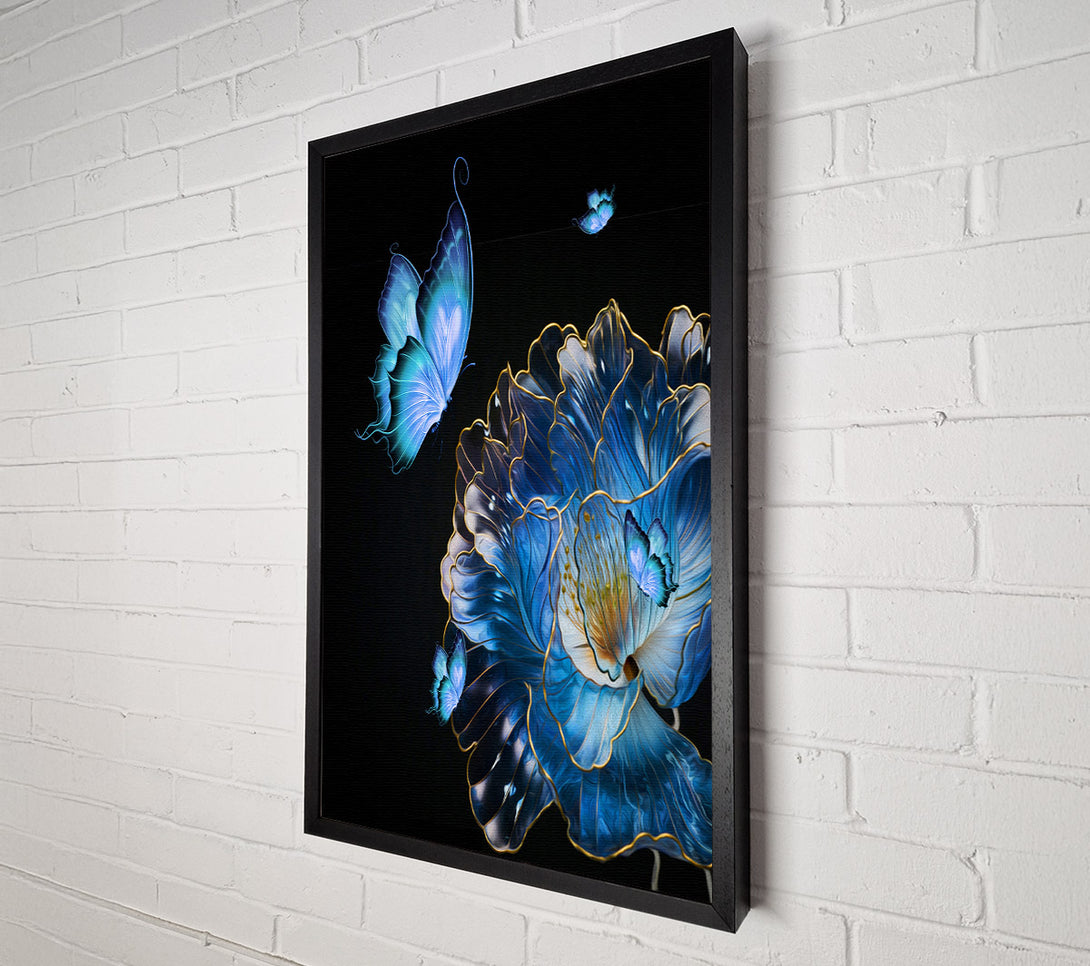  A Canvas Print of Blue Butterfly And Flower Canvas Print