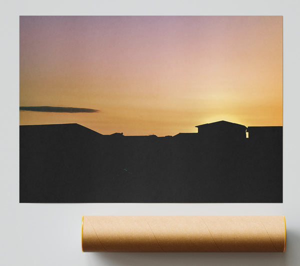 Orange Sky Silhouettes Poster