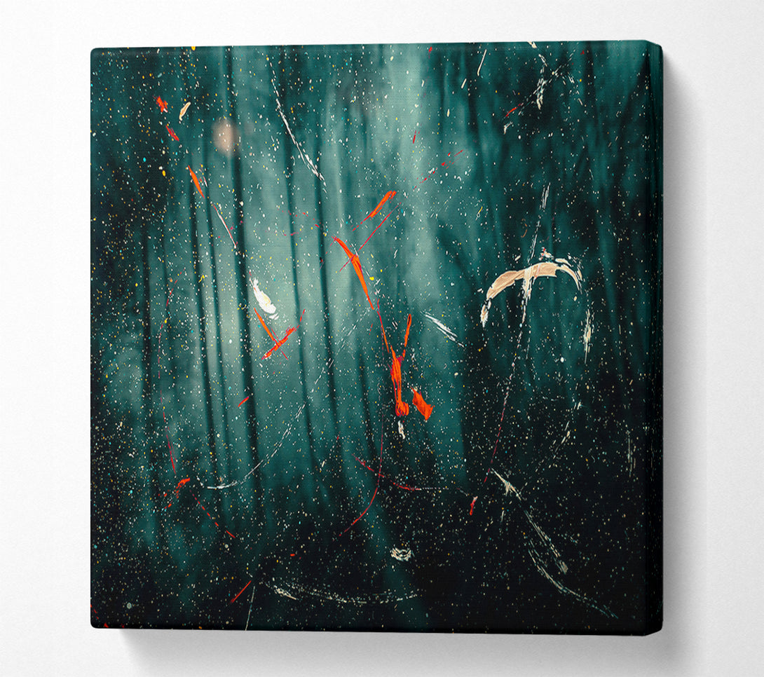  A Canvas Print of Teal Forest Drips Canvas Art