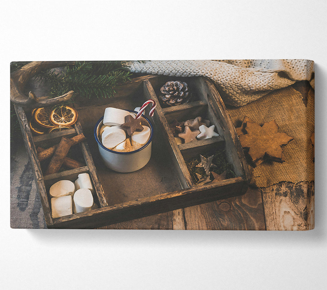  A Canvas Print of Brown Wooden Cocoa Tray Canvas Wall Art