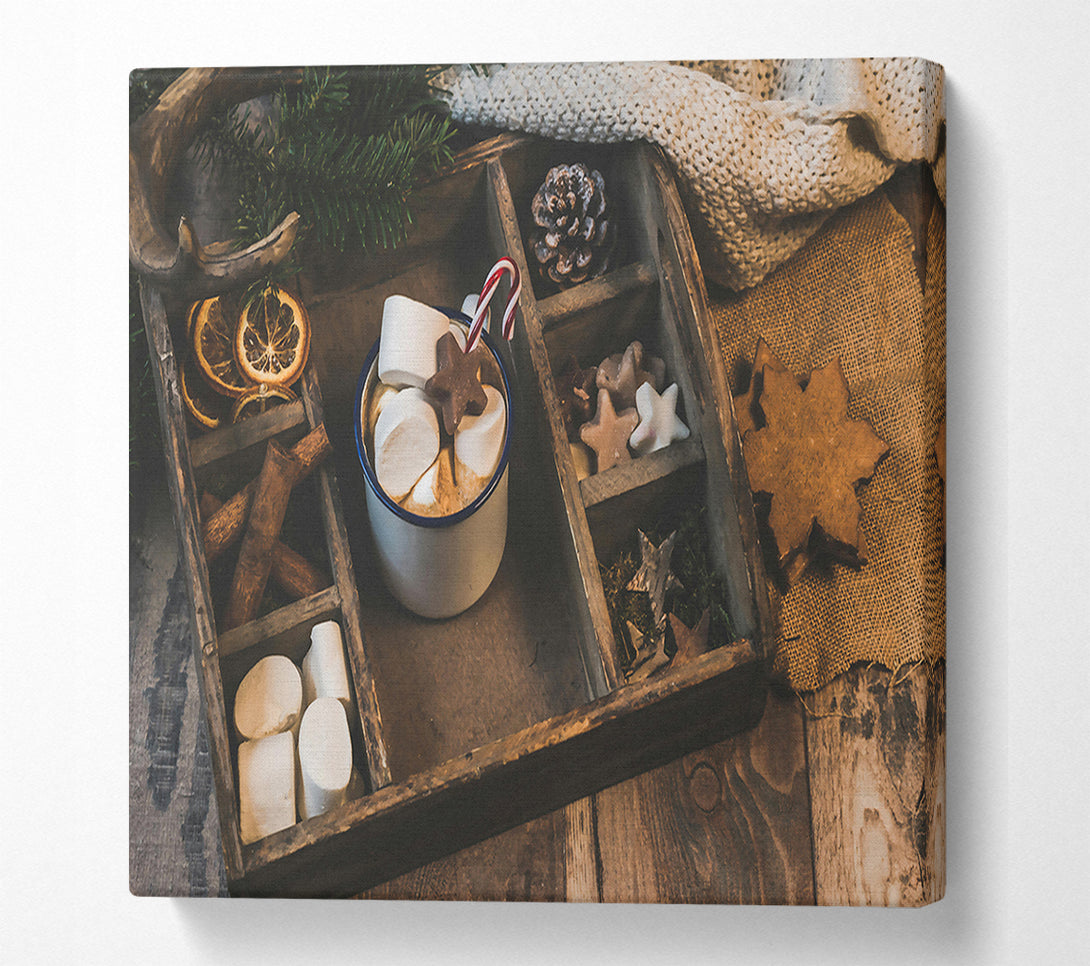  A Canvas Print of Brown Wooden Cocoa Tray Canvas Wall Art