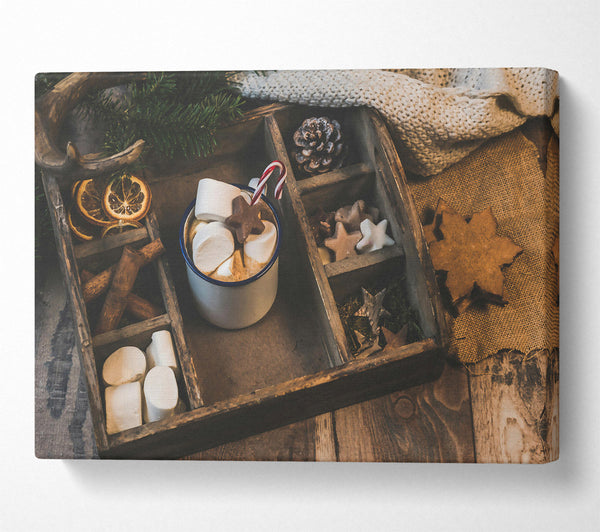  A Canvas Print of Brown Wooden Cocoa Tray Canvas Wall Art