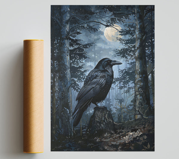 Blue Moon Raven Poster