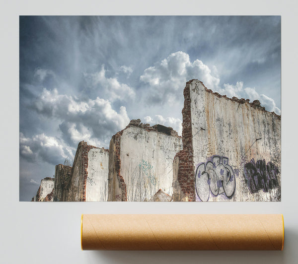 Purple Graffiti Ruins. Giclee Print