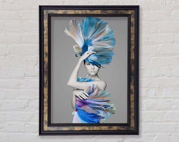 Blue Fan Girl Framed Print