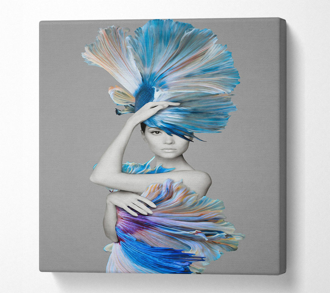  A Canvas Print of Blue Fan Girl Canvas Art