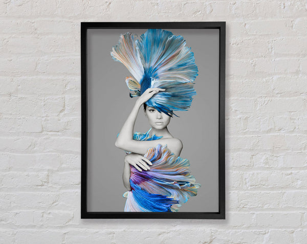 Blue Fan Girl Framed Print