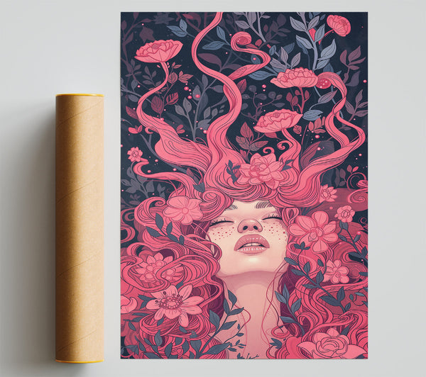 Pink Floral Embrace Giclee Print