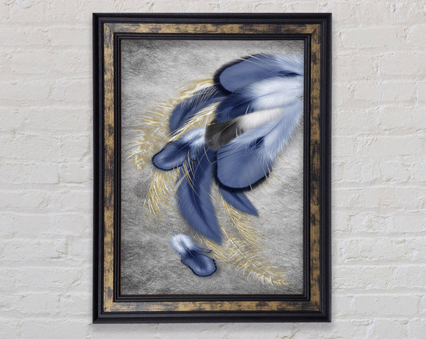 Blue Feathers Framed Print