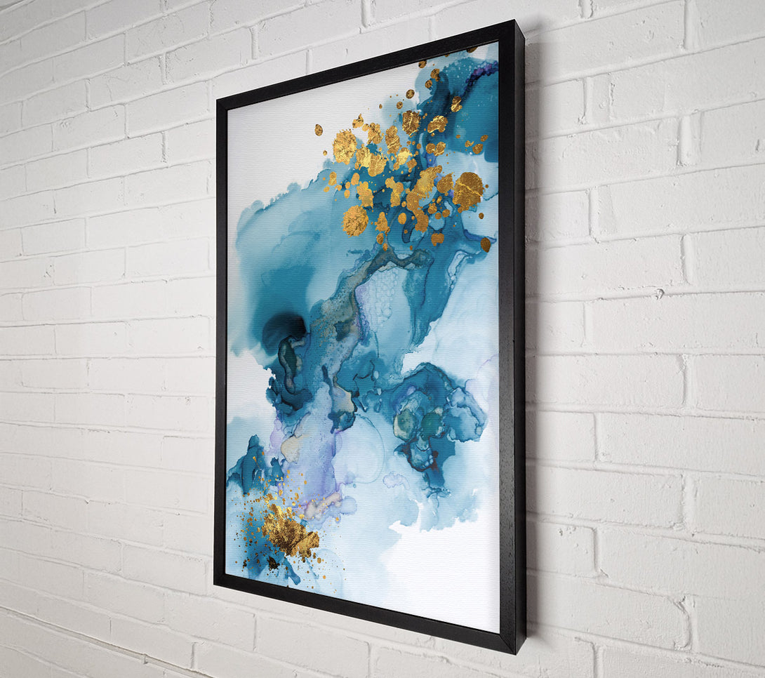 A Canvas Print of Blue Flow And Glitter Gold Canvas Art