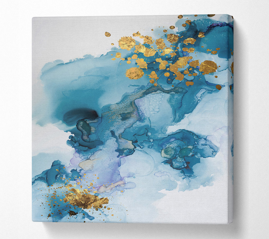  A Canvas Print of Blue Flow And Glitter Gold Canvas Art
