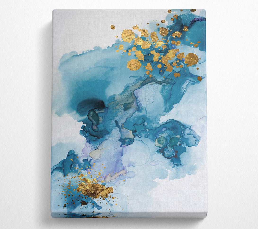  A Canvas Print of Blue Flow And Glitter Gold Canvas Art