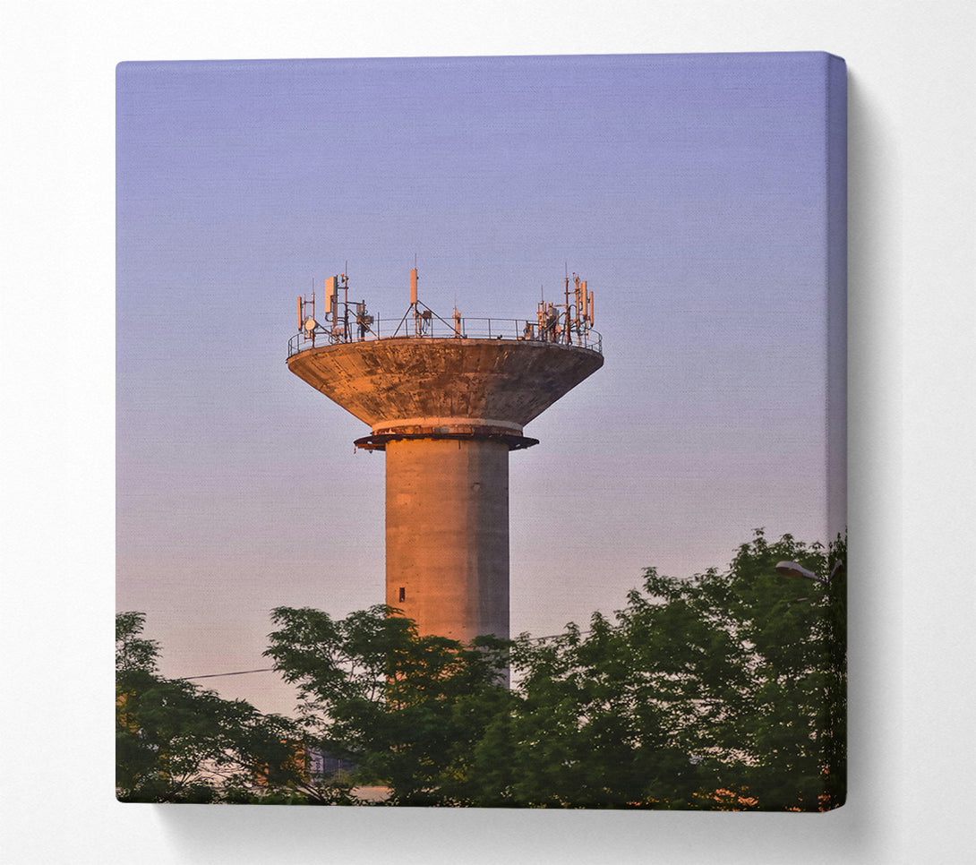  A Canvas Print of Orange Sunset Tower Canvas Print