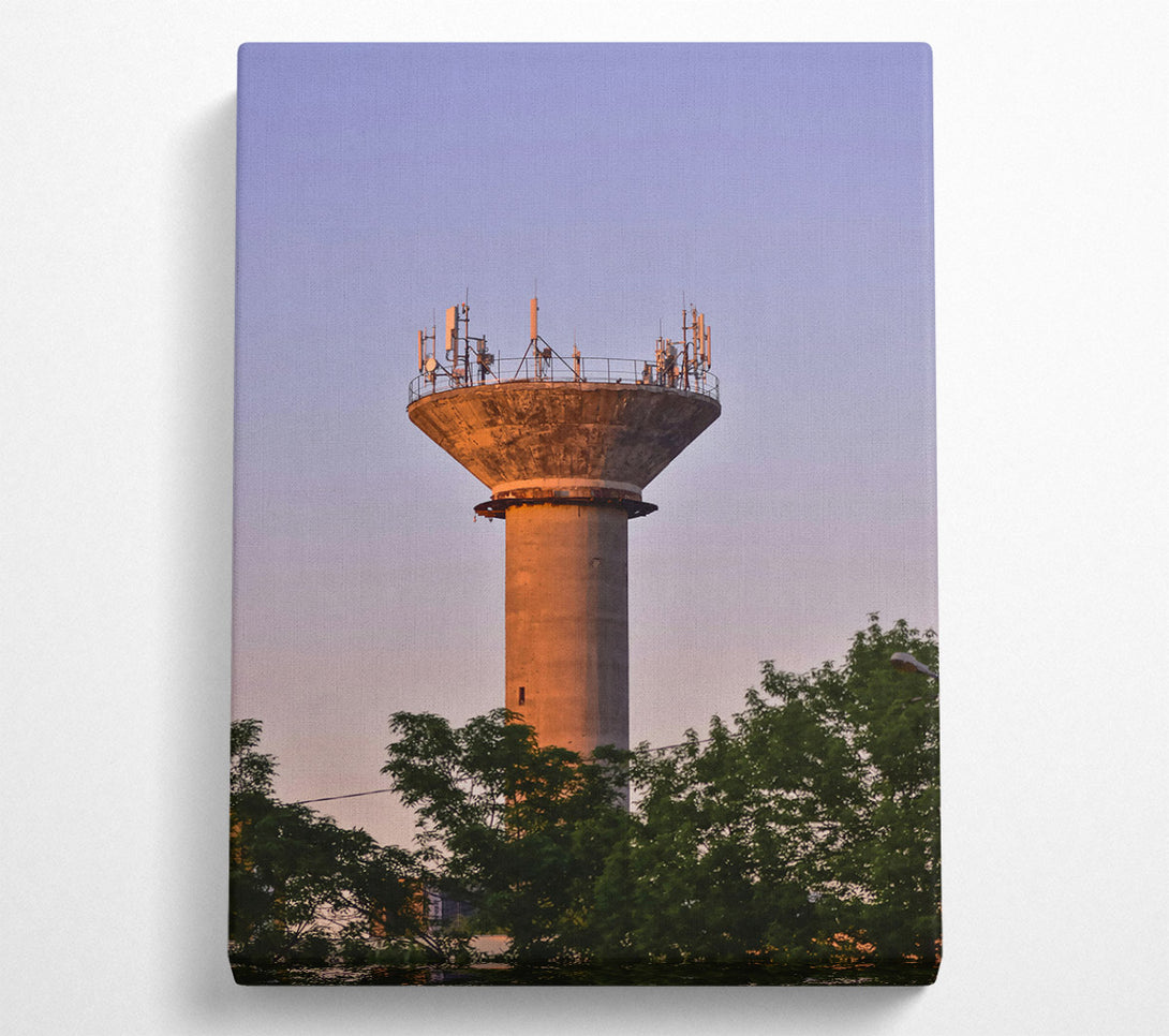  A Canvas Print of Orange Sunset Tower Canvas Print