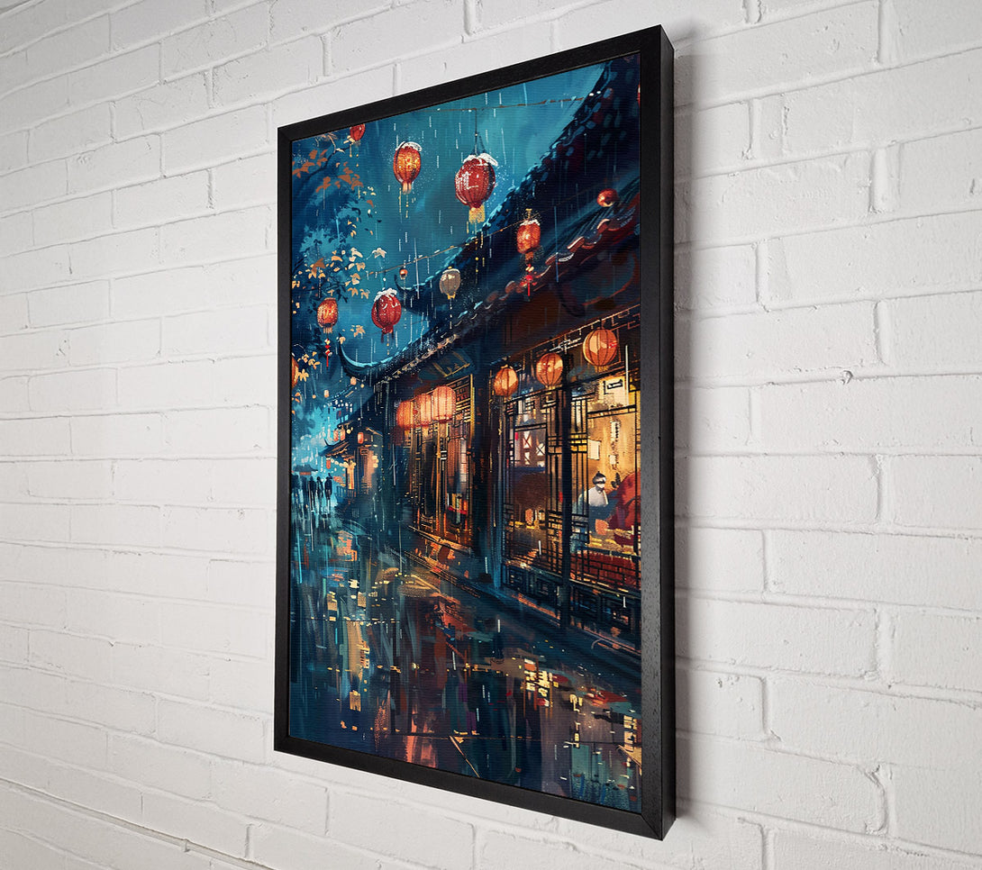  A Canvas Print of Blue Rain Lanterns Canvas Art
