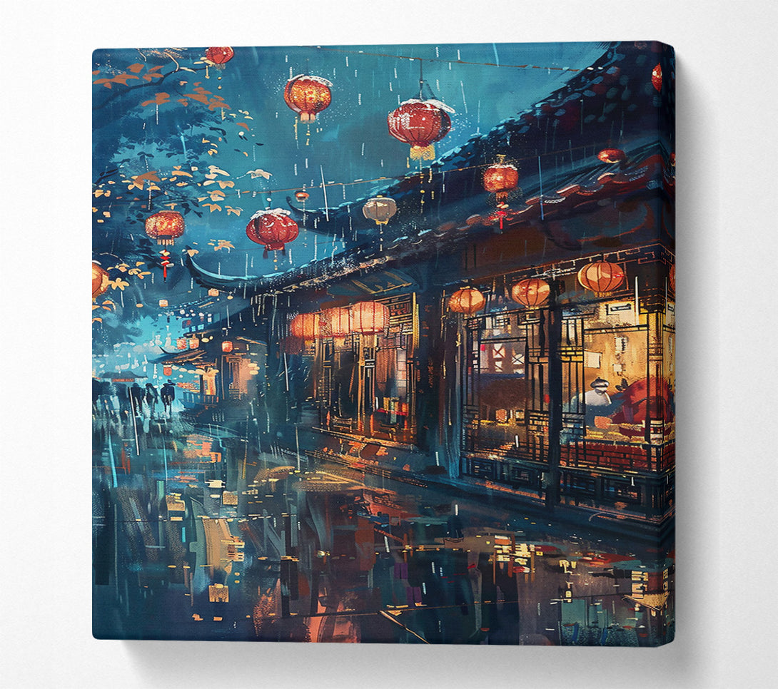  A Canvas Print of Blue Rain Lanterns Canvas Art