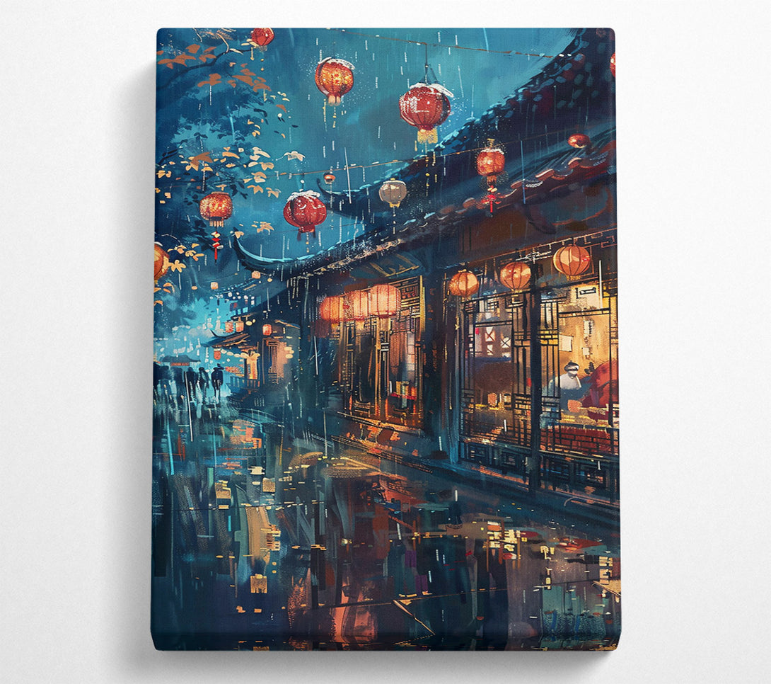  A Canvas Print of Blue Rain Lanterns Canvas Art