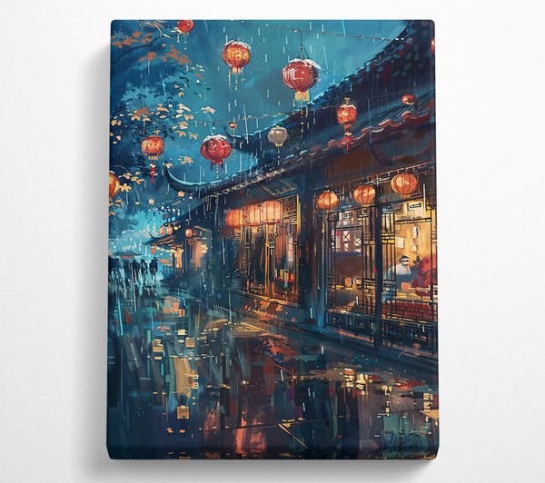  A Canvas Print of Blue Rain Lanterns Canvas Art