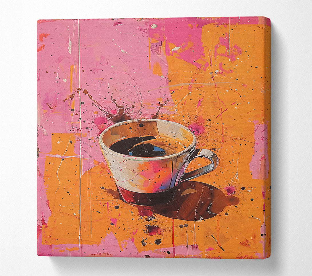  A Canvas Print of Pink Splashes And Coffee Canvas Wall Art