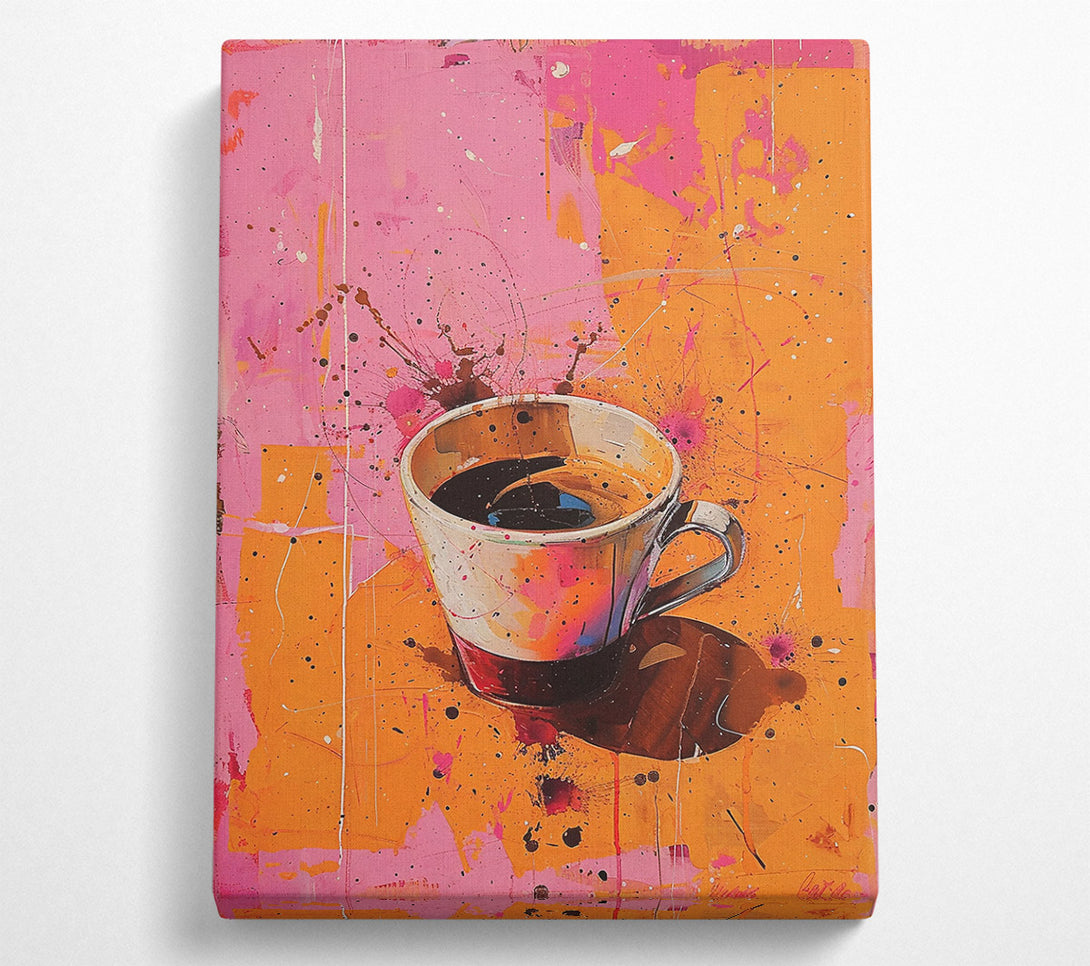  A Canvas Print of Pink Splashes And Coffee Canvas Wall Art