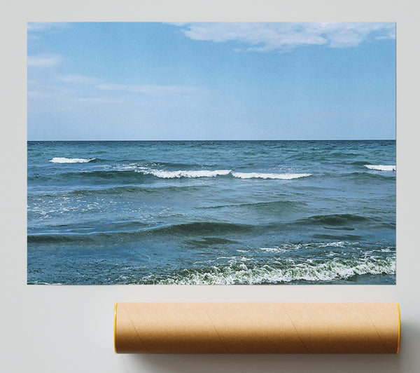 Azure Ocean Waves Print
