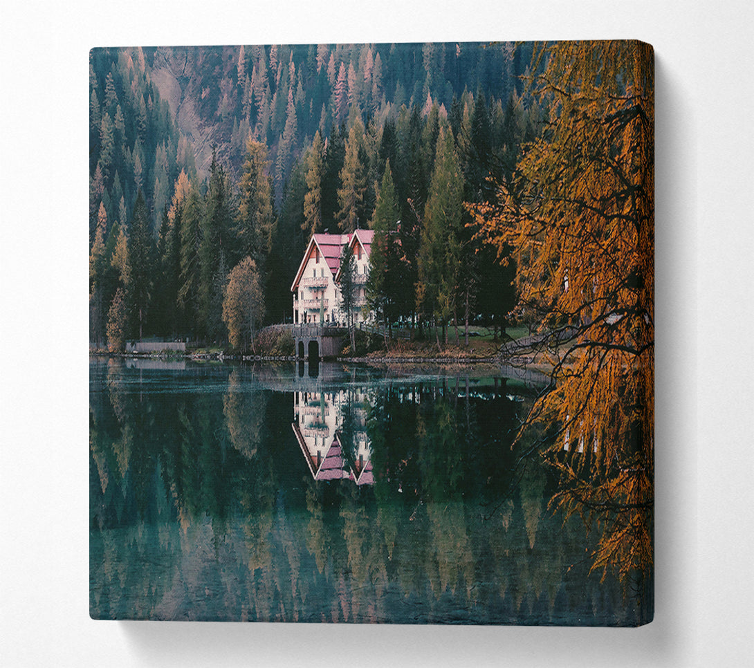  A Canvas Print of Teal Lake Reflection Canvas Art