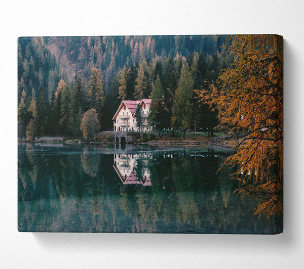  A Canvas Print of Teal Lake Reflection Canvas Art
